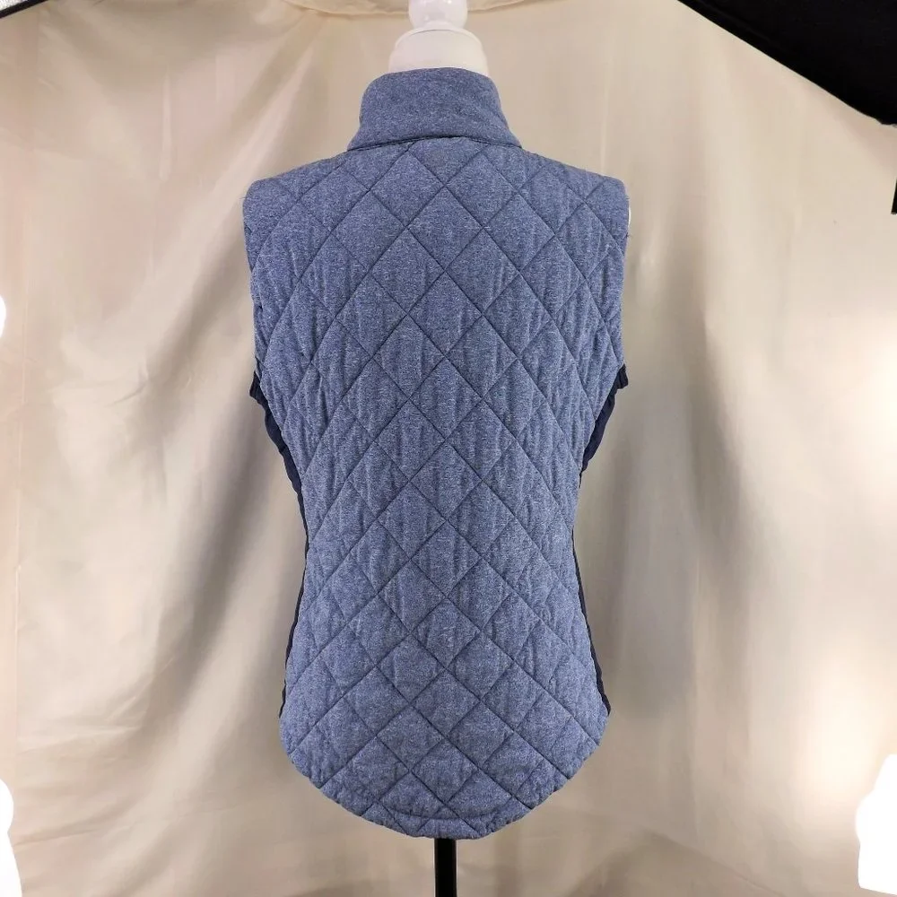 ZELOS NEW Blue Quilted Stretch Semi-Fitted w Pockets Zip Up Vest L - Picture 10 of 13